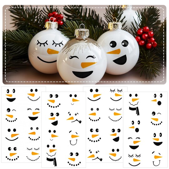 Wrapables; Wrapables Snowman Face Stickers for Crafts, Christmas Decoration for Windows, Refrigerators, Water Bottles, Cups (Set of 32), Classic; Category:Pumpkin Decor; Image:1